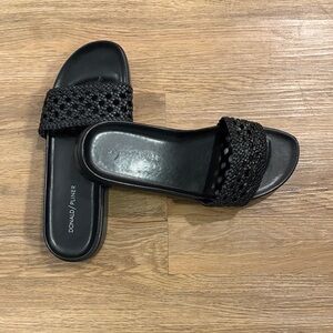 Donald J. Pliner Black Woven Slide Sandals